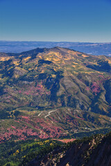Box Elder Peak view from peak, American Fork Canyon. Lone Peak, Mt Timpanogos Uinta-Wasatch-Cache...
