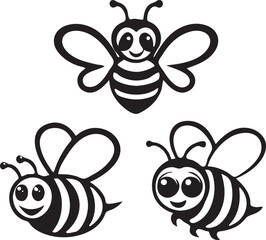 Cute Bee Line Art Vector