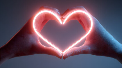 Fototapeta premium Hands forming a heart shape with light