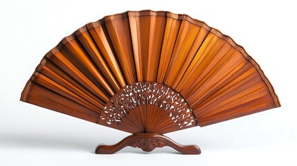 Wooden Hand Fan on Stand.