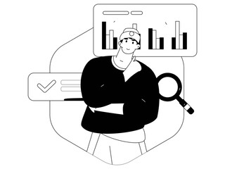 Flat vector illustration of business people operating work scene
