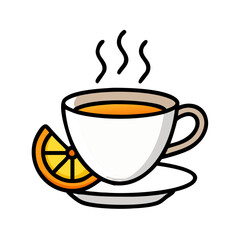 Hot Lemon Tea in Ceramic Cup Icon Design