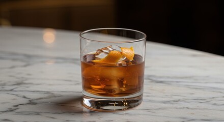 Cocktail with Orange Peel Photo