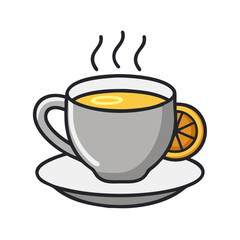 Hot Lemon Tea in Ceramic Cup Icon Design