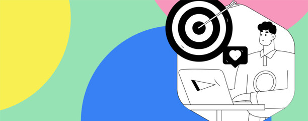 Flat vector illustration of business people operating work scene
