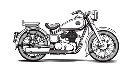 Fototapeta premium Vintage Motorcycle Hand-Drawn Sketch Illustration for Retro Design Projects