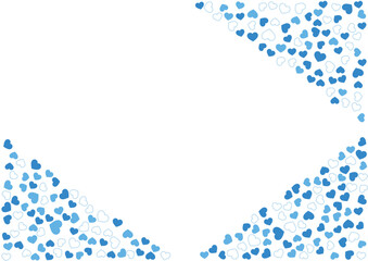 ハート柄の背景 青系の3色 フチと単色 ハート