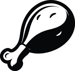 Chicken leg silhouette, outline silhouette chicken leg icon, Chicken leg flat illustration, Meat food icon