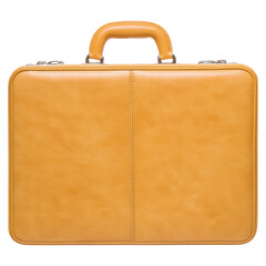 Elegant Yellow Leather Briefcase with Handle and Smooth Finish, isolated on transparent background.