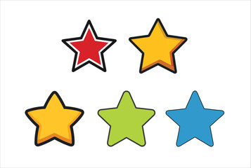 Colorful Star Icon Set for Rating, Favorite, or Achievement Design Projects
