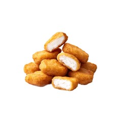Fototapeta premium Pile of chicken nuggets isolated on white background 