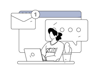 Flat vector illustration of business people operating work scene
