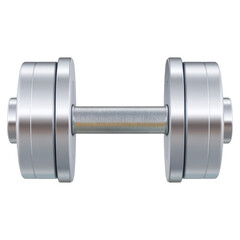Fototapeta premium Silver Dumbbell for Fitness Themes, isolated on transparent background.