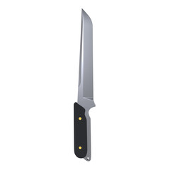 Sharp kitchen knife isolated on transparent