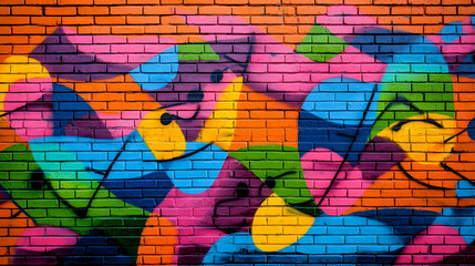 Obraz premium Colorful Graffiti Art On A Brick Wall