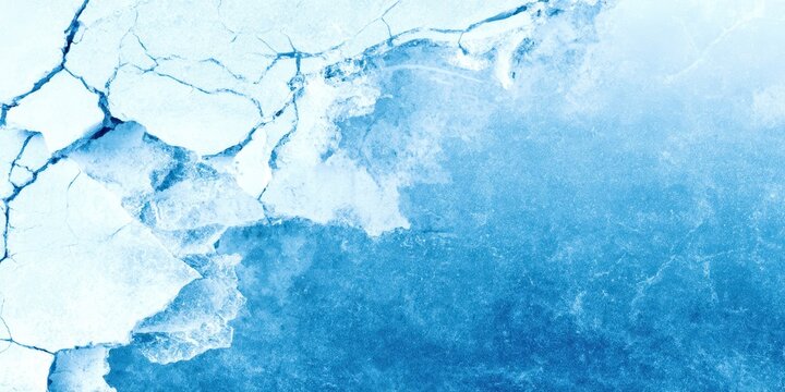 A blue background with a white frame and a few ice shards