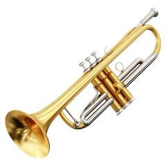 Obraz premium Golden Trumpet Instrument isolated on transparent background.
