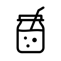 Jar of Milk Tea with Straw Icon Design