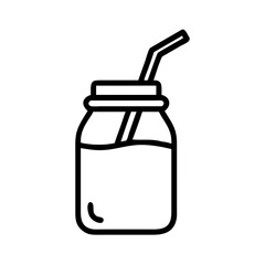 Jar of Milk Tea with Straw Icon Design