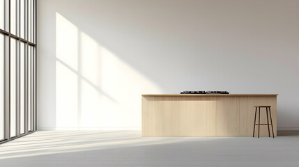 Fototapeta premium Modern Minimalist Empty Kitchen Interior Design