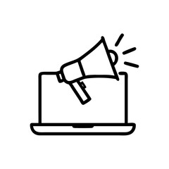 Laptop with Megaphone for Promotion Icon Design