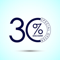 30 percent discount, Sale tags. Sale offer sign. Special offer symbol. Discount promotion
