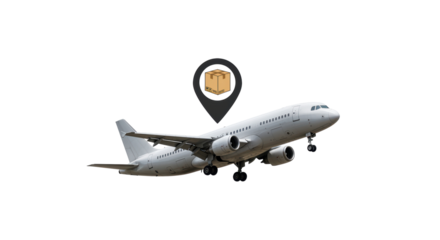 Isolated Airplane with Delivery Box Location Marker 3D
