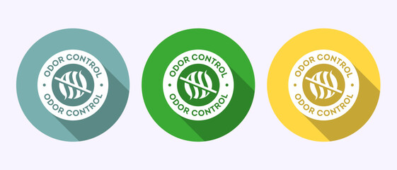 Odor control icon design illustration. Anti bad smell icon, Odor free label in shadow button design