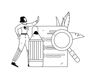 Flat vector illustration of business people operating work scene
