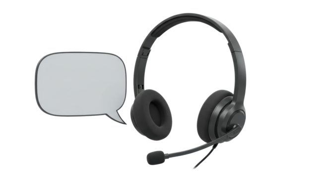 Isolated Headset with Microphone and Speech Bubble