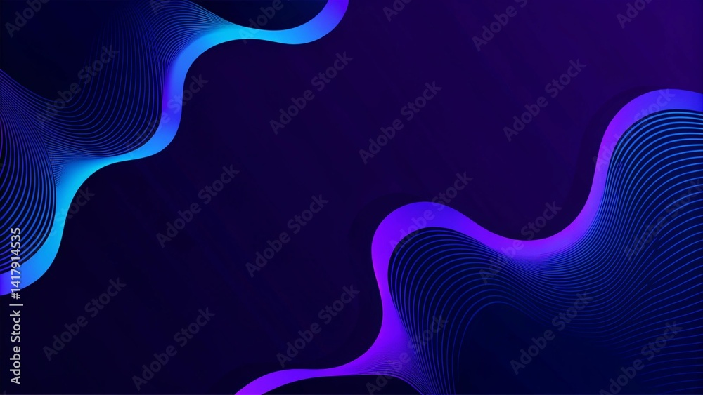 Poster Abstract blue modern background with smooth lines. Dynamic waves. Futuristic flow pattern in digital style, perfect for elegant tech designs, presentations, or stylish corporate visuals