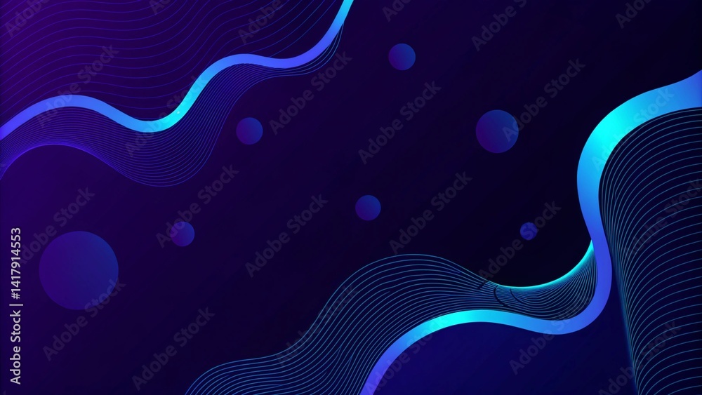 Poster Abstract blue modern background with smooth lines. Dynamic waves. Futuristic flow pattern in digital style, perfect for elegant tech designs, presentations, or stylish corporate visuals