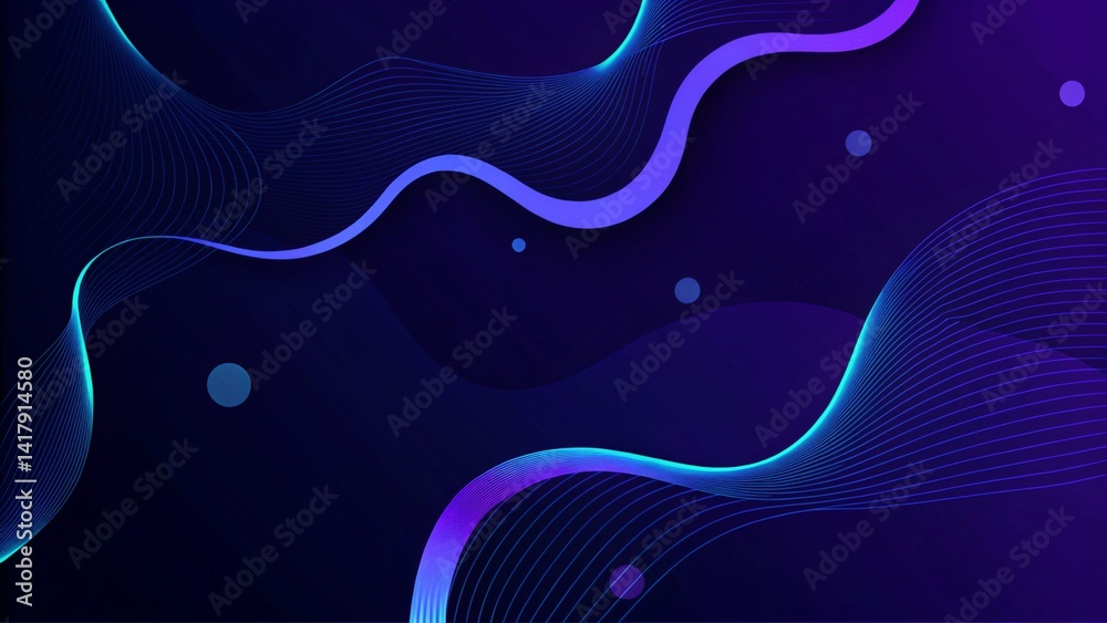 Poster Abstract blue modern background with smooth lines. Dynamic waves. Futuristic flow pattern in digital style, perfect for elegant tech designs, presentations, or stylish corporate visuals