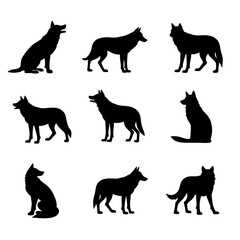 set of dog silhouettes