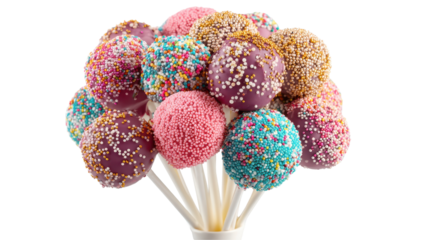 Colorful candy pops arranged in a fun and playful bouquet. transparent background