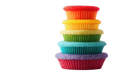 Colorful stack of cupcake liners in vibrant shades. transparent background
