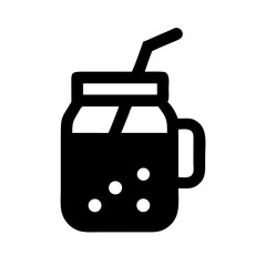 Mason Jar Bubble Tea with Straw Icon Design