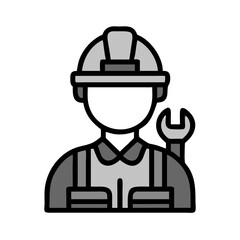 Mechanic Wearing Safety Helmet Icon Design