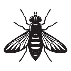 Dynamic Hoverfly silhouette, a quiet pollinator in motion – Hoverfly illustration – Minimalist Hoverfly vector – Insect silhouette

