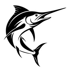 Obraz premium Bold and striking black and white marlin illustration for design projects