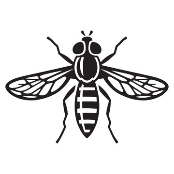 Mimicking Hoverfly silhouette, master of disguise among flowers &ndash; Hoverfly illustration &ndash; Minimalist Hoverfly vector &ndash; Insect silhouette

