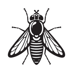 Graceful Hoverfly silhouette, a perfect mimic of bees in flight – Hoverfly illustration – Minimalist Hoverfly vector – Insect silhouette

