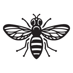 Realistic Hoverfly silhouette, nature’s clever disguise expert – Hoverfly illustration – Minimalist Hoverfly vector – Insect silhouette

