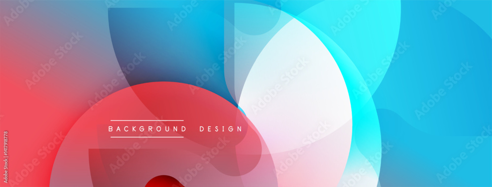Aufkleber Abstract design features overlapping circles. Colors blend from red, blue, white creating modern aesthetic. Smooth gradients dominate composition.