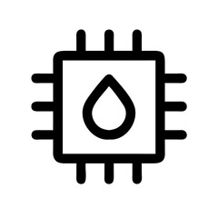 Microchip with Cooling Droplet Icon Design