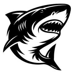 Ferocious Great White Shark with Open Mouth and Sharp Teeth Illustration