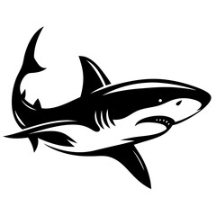 Striking Great White Shark Illustration with Bold Black and White Design