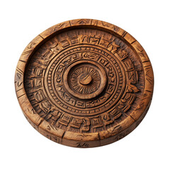 Fototapeta premium Intricately Carved Wooden Decorative Plate Isolated on Transparent Background