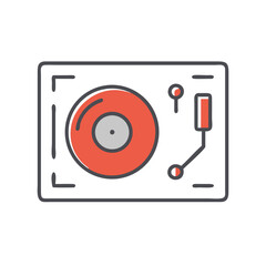 Fototapeta premium Vintage record player illustration in red and gray style 