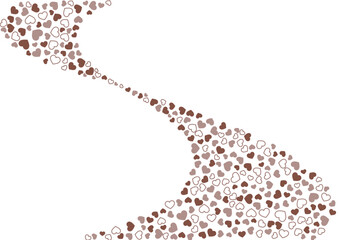 ハート柄の背景 茶系の3色 フチと単色 ハート